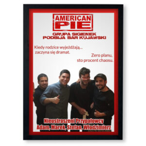 Personalizowany plakat „American Pie” ze zdjęciem – śmieszny prezent na imprezę, urodziny i wieczory kawalerskie